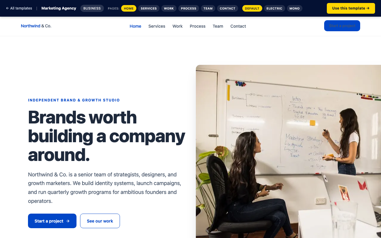 Marketing Agency — home page screenshot