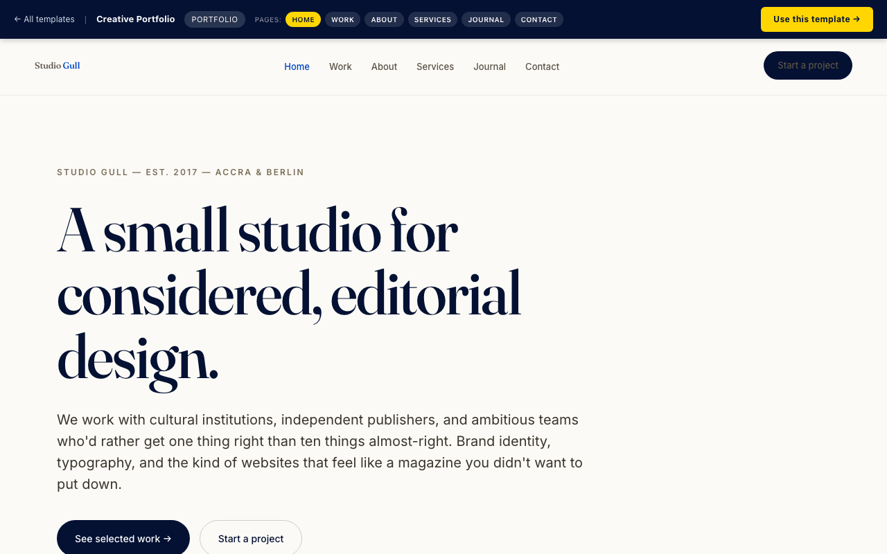 Creative Portfolio — home page screenshot