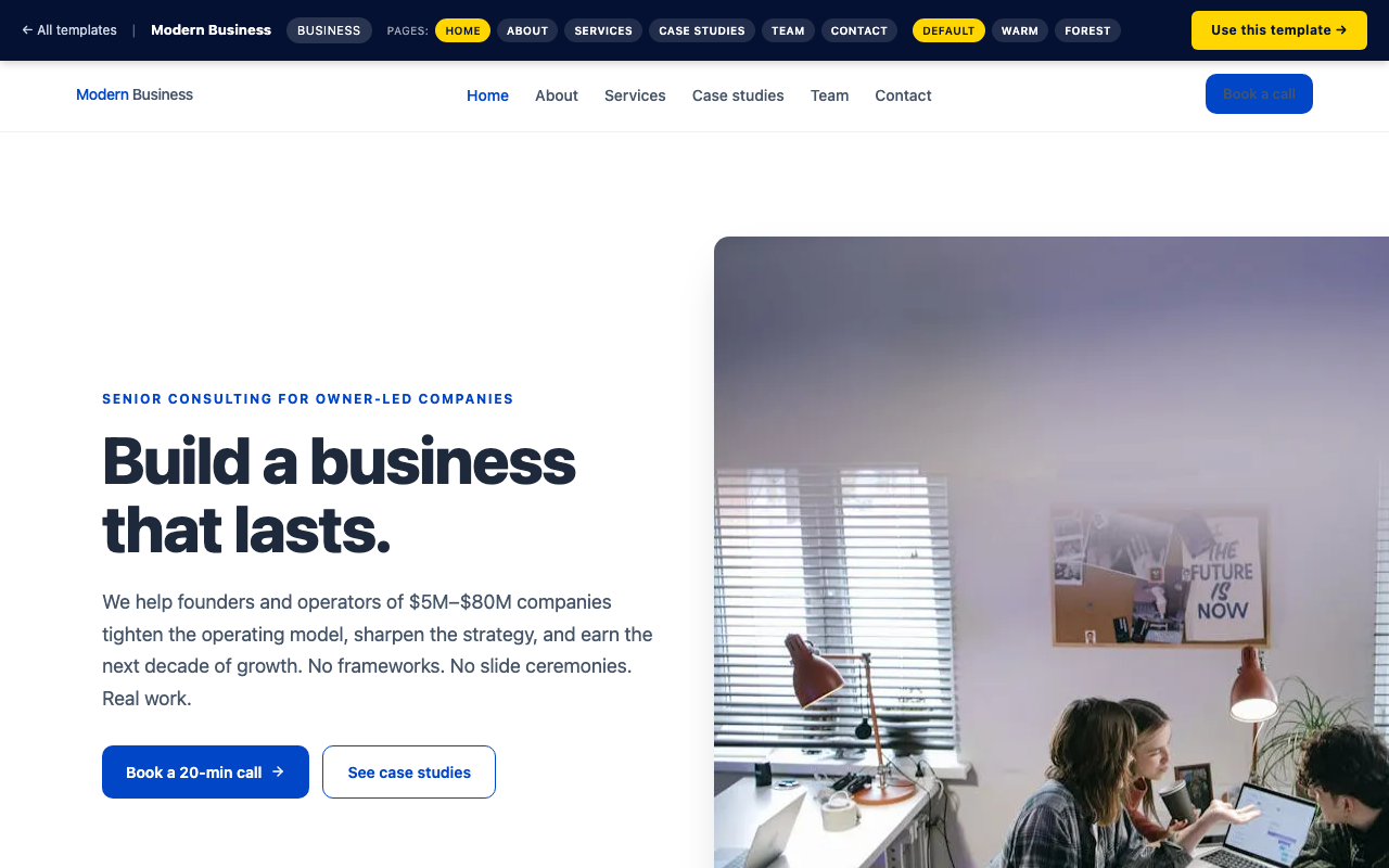 Modern Business — home page screenshot