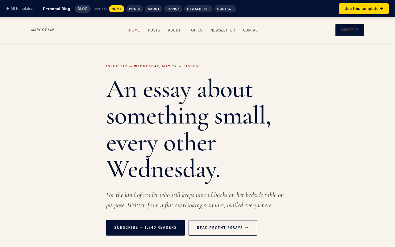 Personal Blog — home page screenshot
