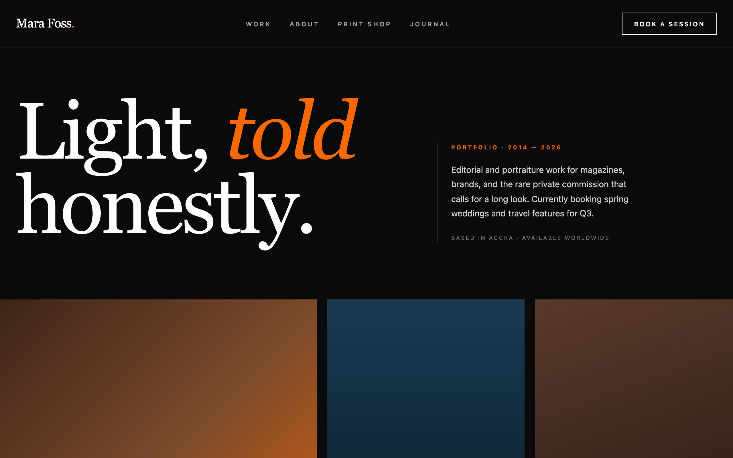 Photography Studio creative website template preview