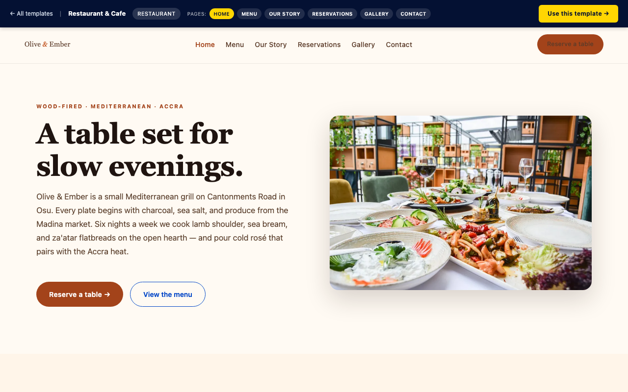 Restaurant & Cafe restaurant website template preview