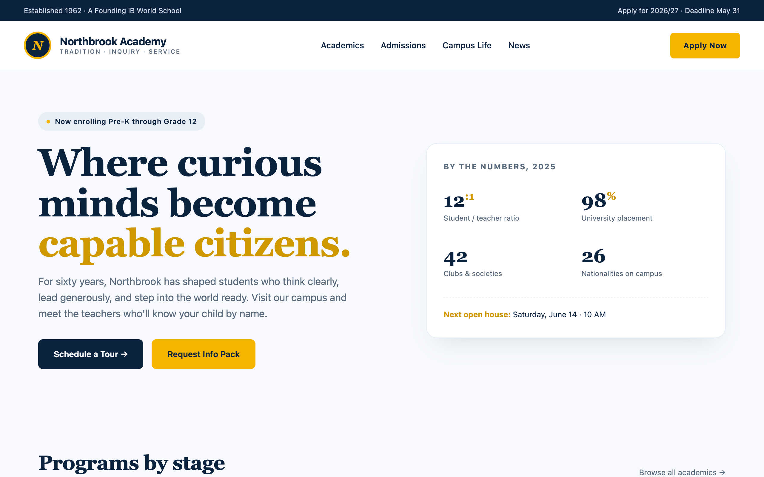 School & Academy education website template preview