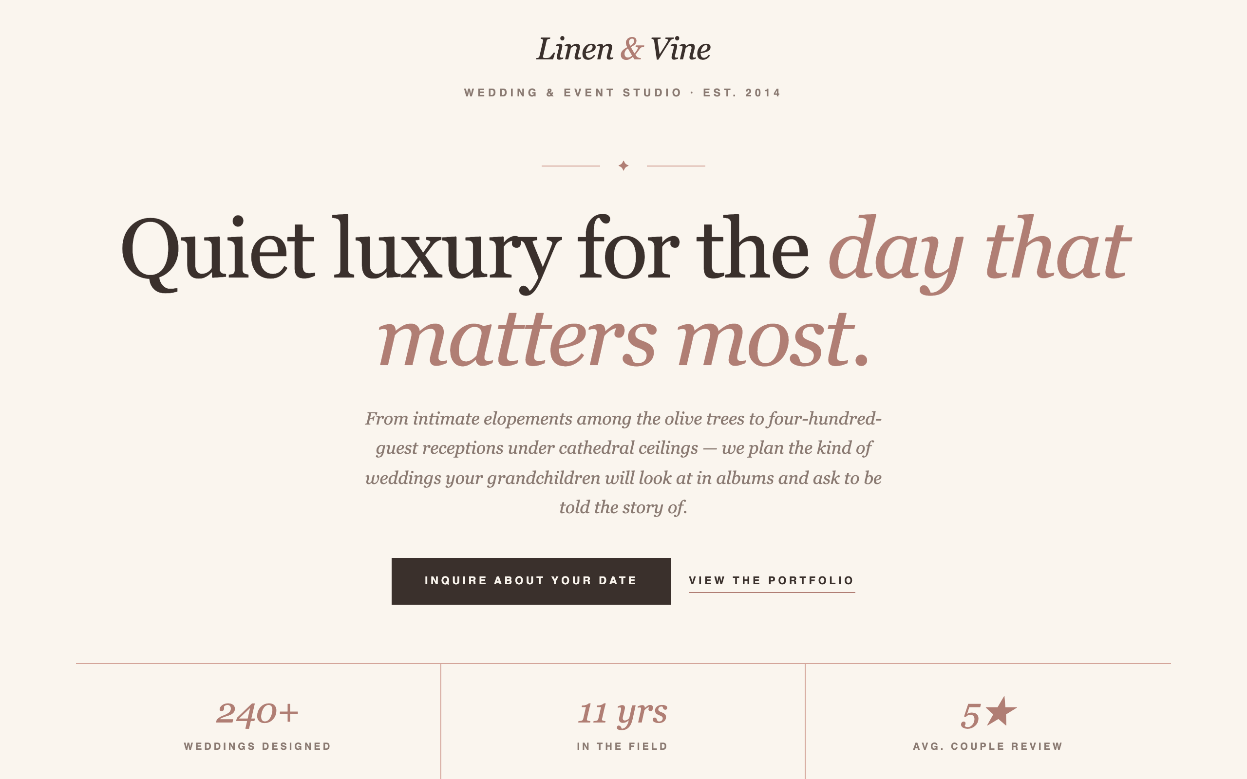 Wedding & Events events website template preview